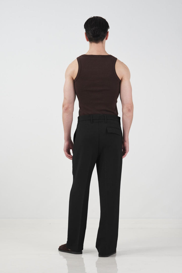 Giesto Pantalon classique noir en tissu texturé coupe regular fit - Noir