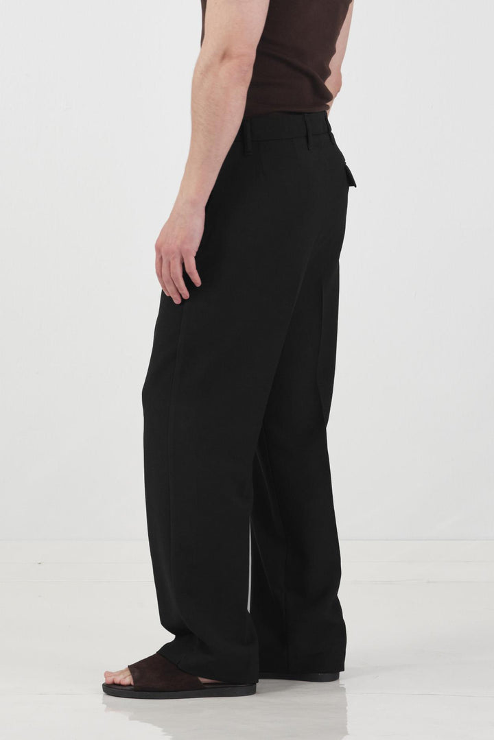 Giesto Pantalon classique noir en tissu texturé coupe regular fit - Noir