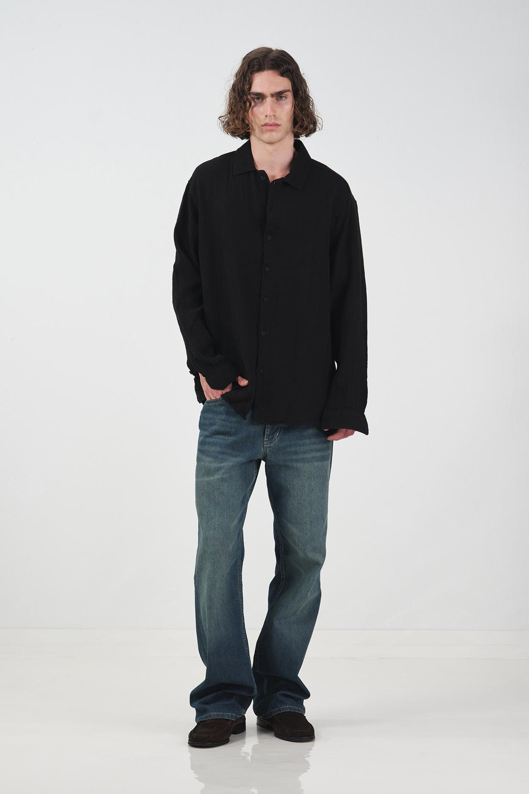 Giesto Chemise en Mousseline Noir Texturé - Noir