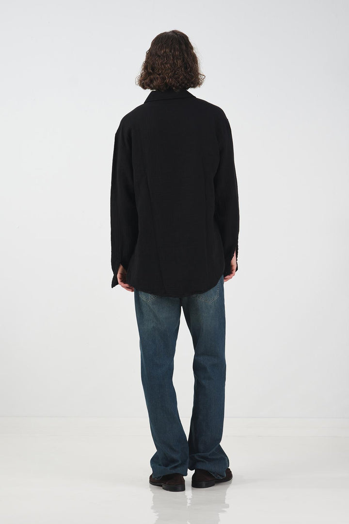Giesto Chemise en Mousseline Noir Texturé - Noir