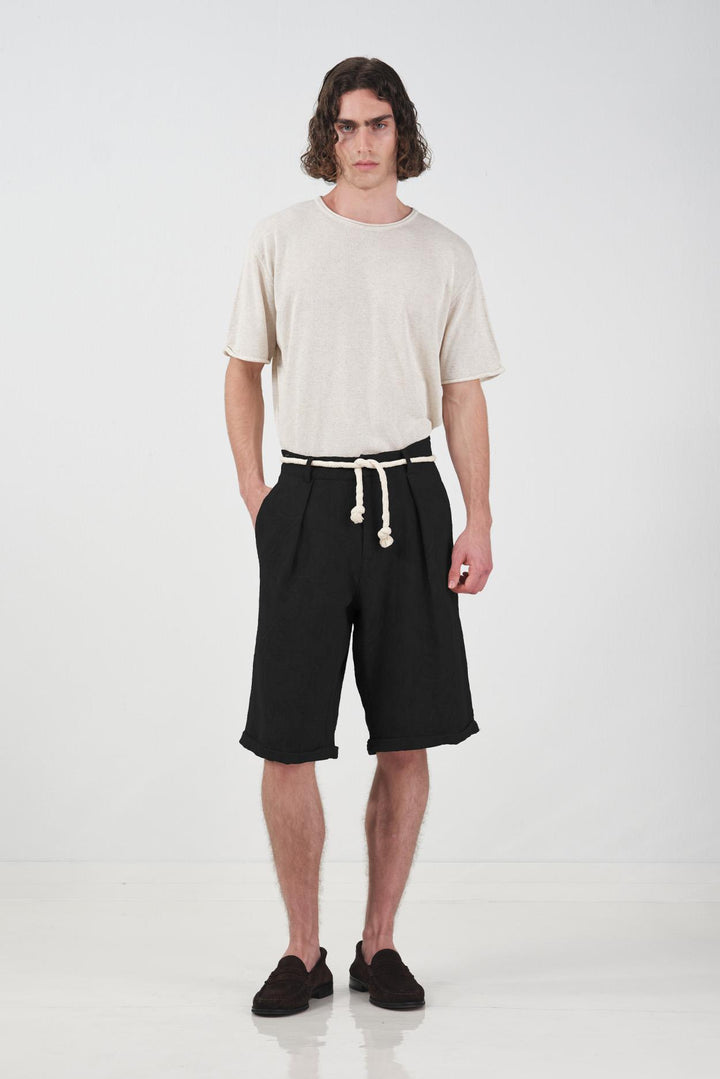 Giesto Short en muslin texturé noir - Noir