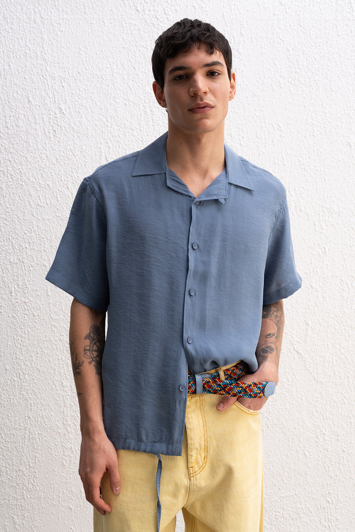 Giesto Chemise indigo à lacets - Indigo