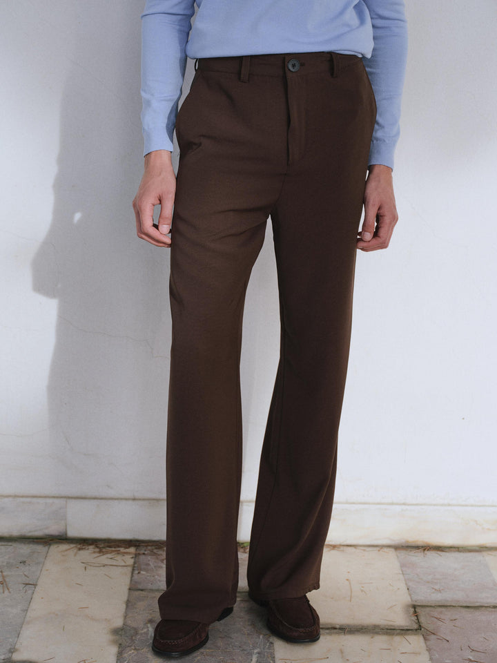 Giesto Pantalon marron à jambes évasées - Marron