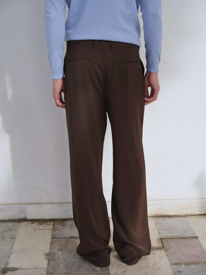 Giesto Pantalon marron à jambes évasées - Marron