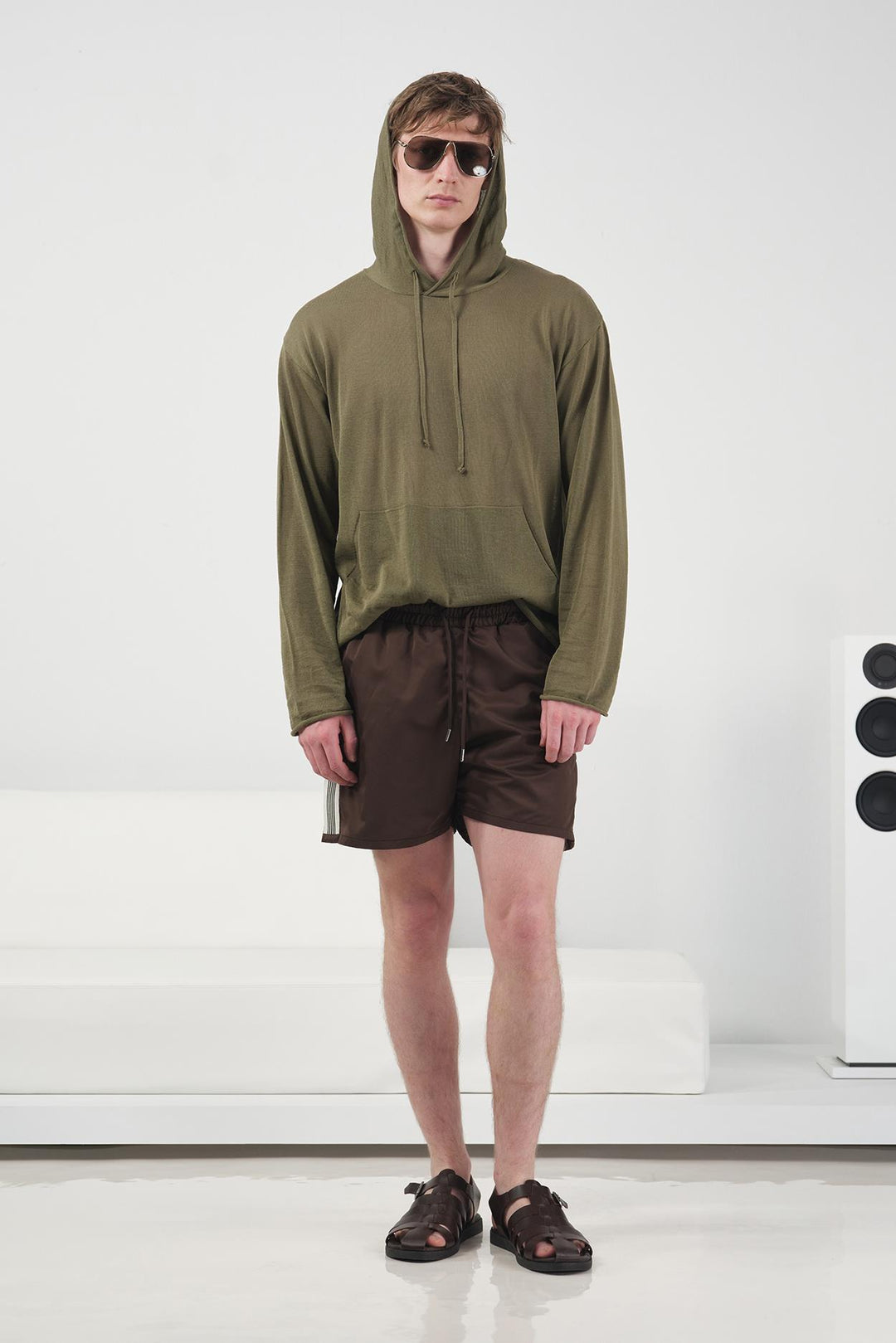 Giesto Pull en tricot kaki en lin - Kaki