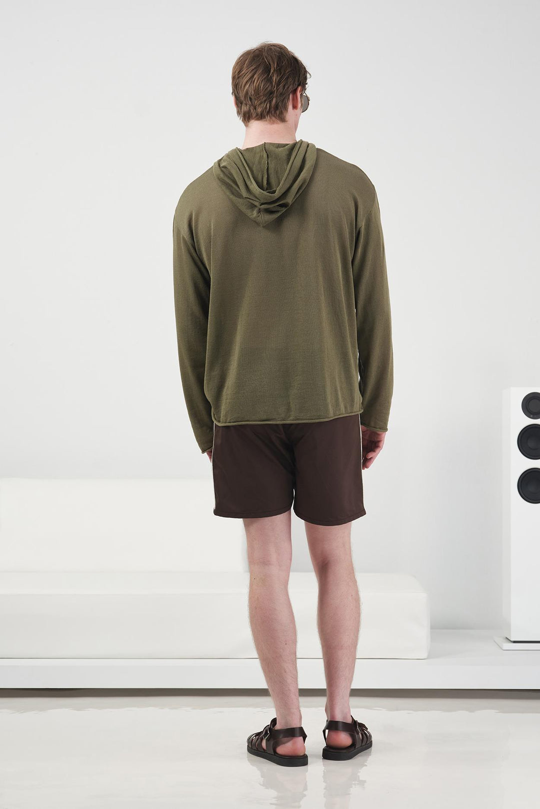 Giesto Pull en tricot kaki en lin - Kaki
