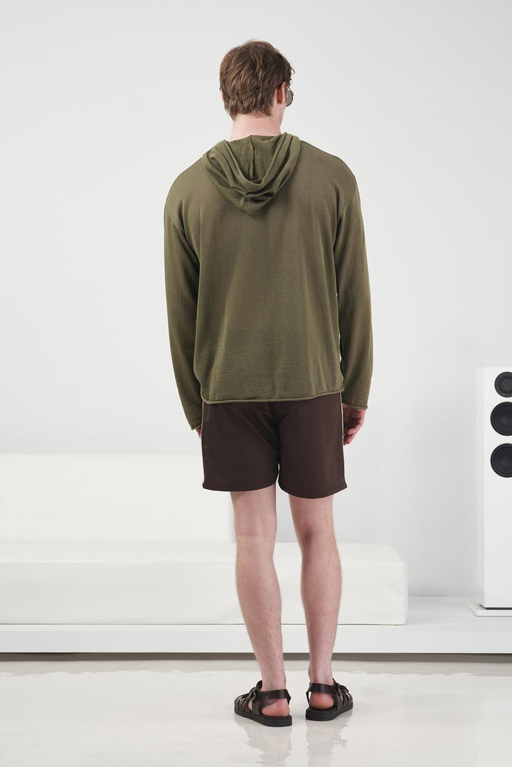 Giesto Pull en tricot kaki en lin - Kaki