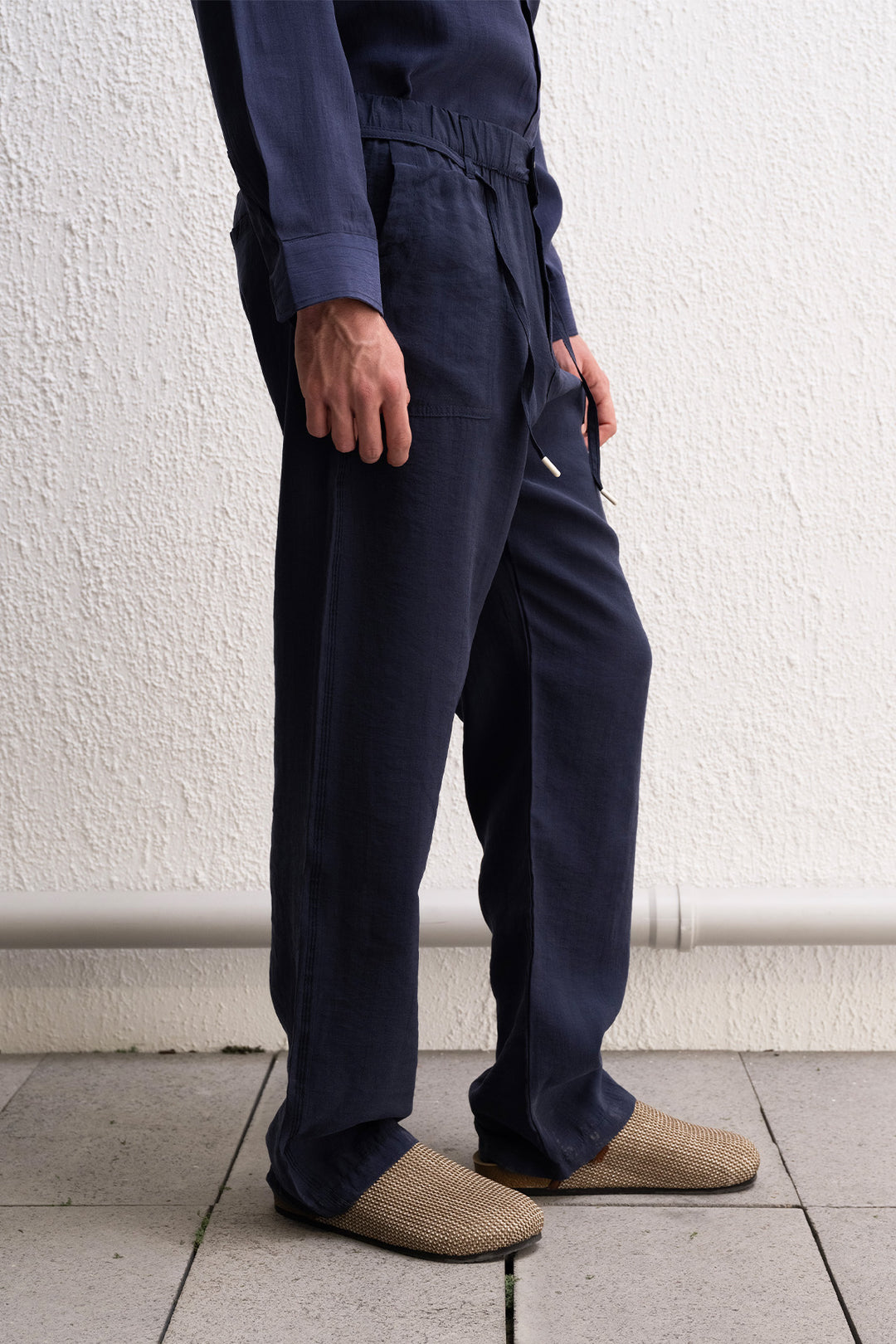 Giesto Pantalon jogger bleu marine à lacets - Bleu marine