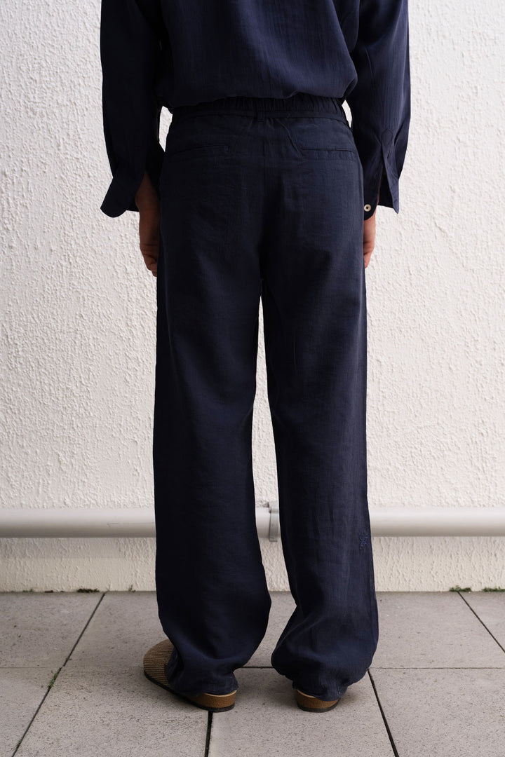 Giesto Pantalon jogger bleu marine à lacets - Bleu marine