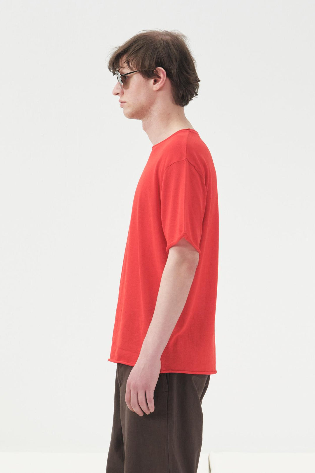 Giesto T-shirt en tricot en lin rouge fluide - Rouge