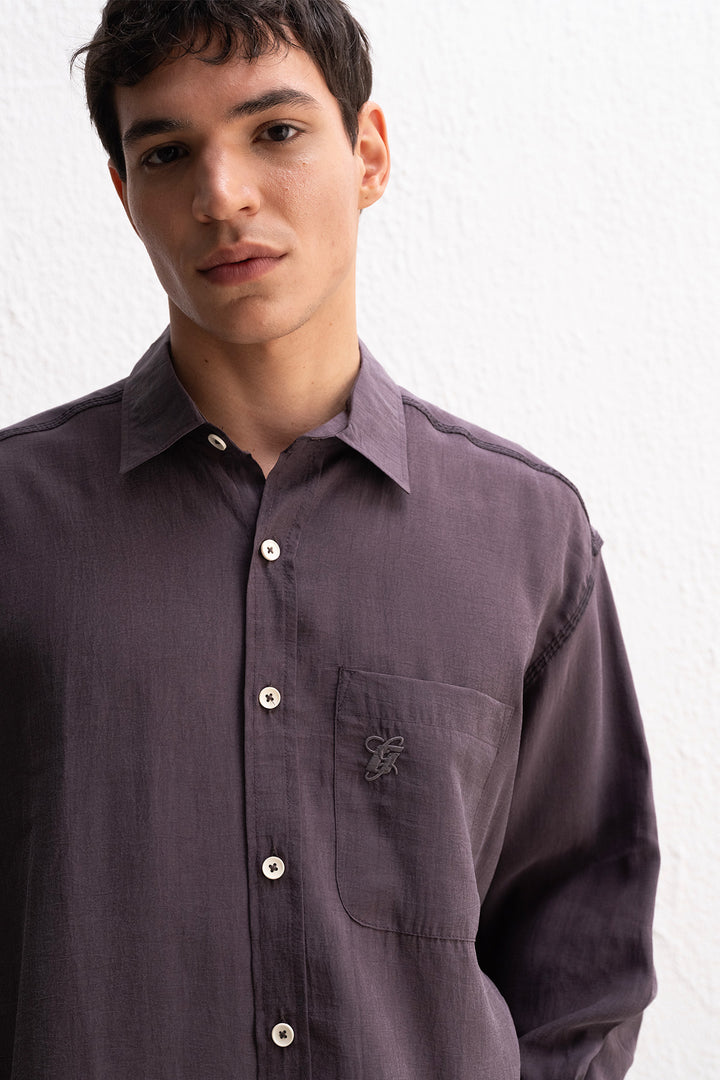 Giesto Chemise anthracite oversize à lacets - Anthracite