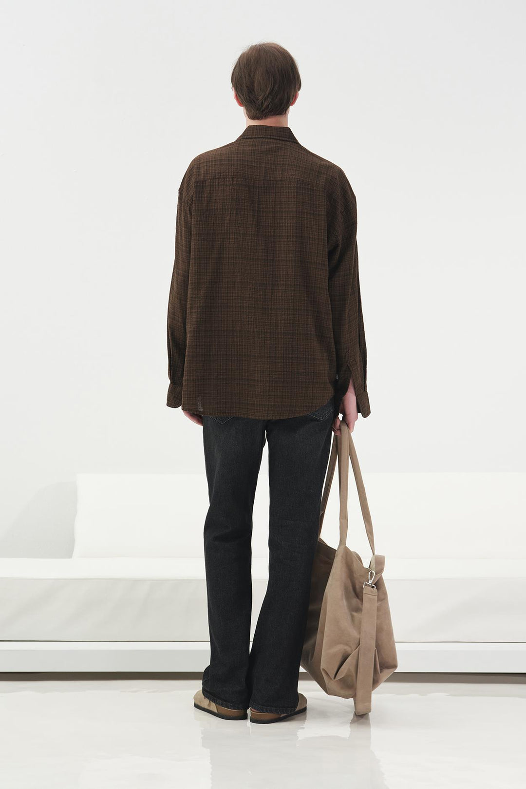 Giesto Chemise à carreaux marron coupe décontractée - Marron