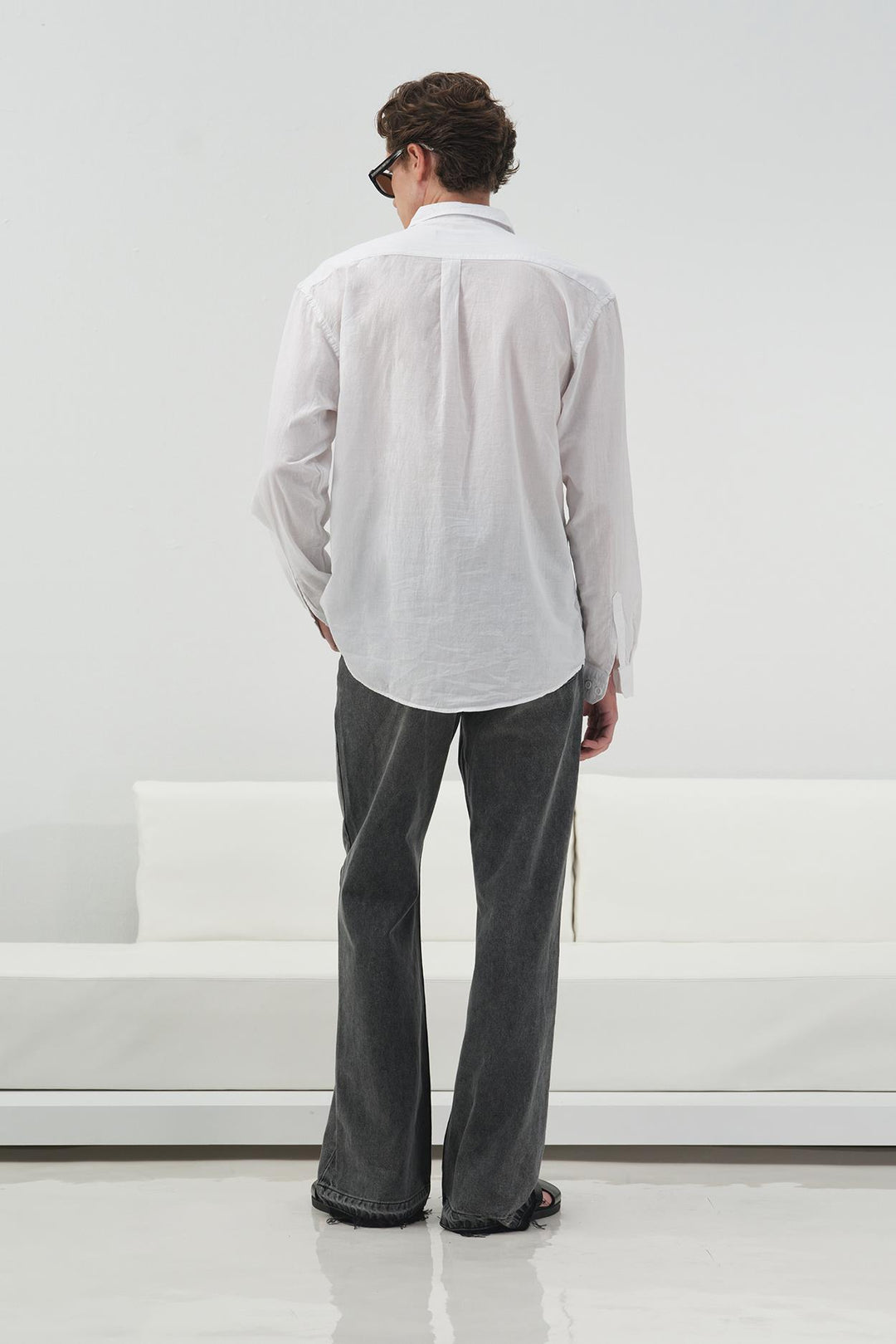 Giesto Chemise en Vual Blanc Regular Fit Drape - Blanc