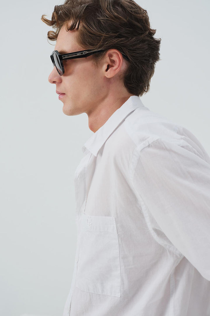 Giesto Chemise en Vual Blanc Regular Fit Drape - Blanc