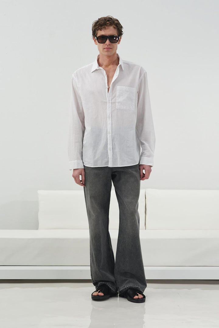 Giesto Chemise en Vual Blanc Regular Fit Drape - Blanc