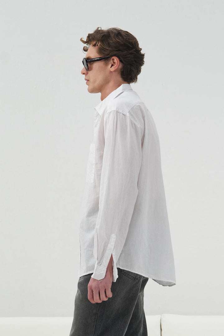 Giesto Chemise en Vual Blanc Regular Fit Drape - Blanc