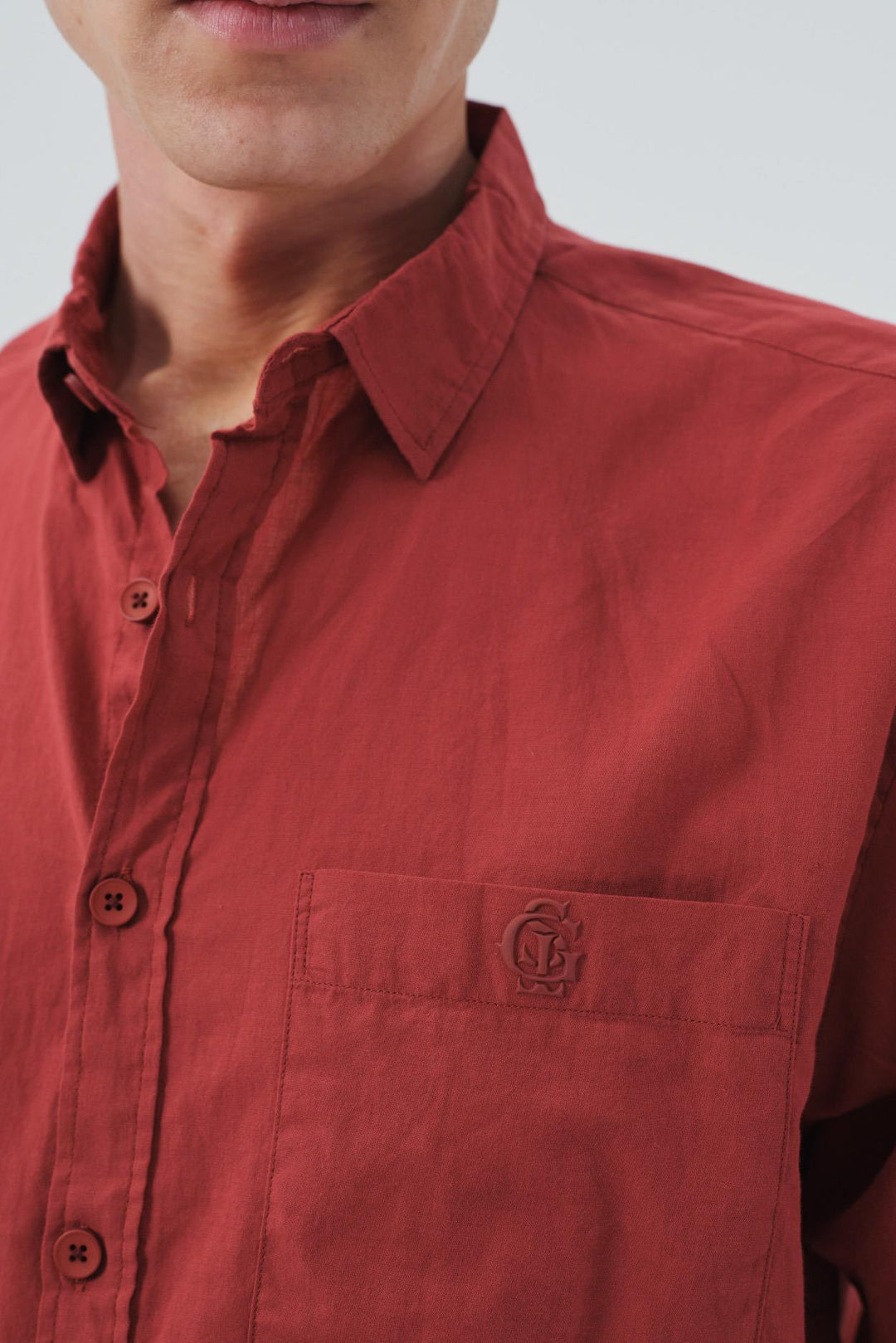 Giesto Burgundy Voile Shirt Regular Fit Drape - Burgundy