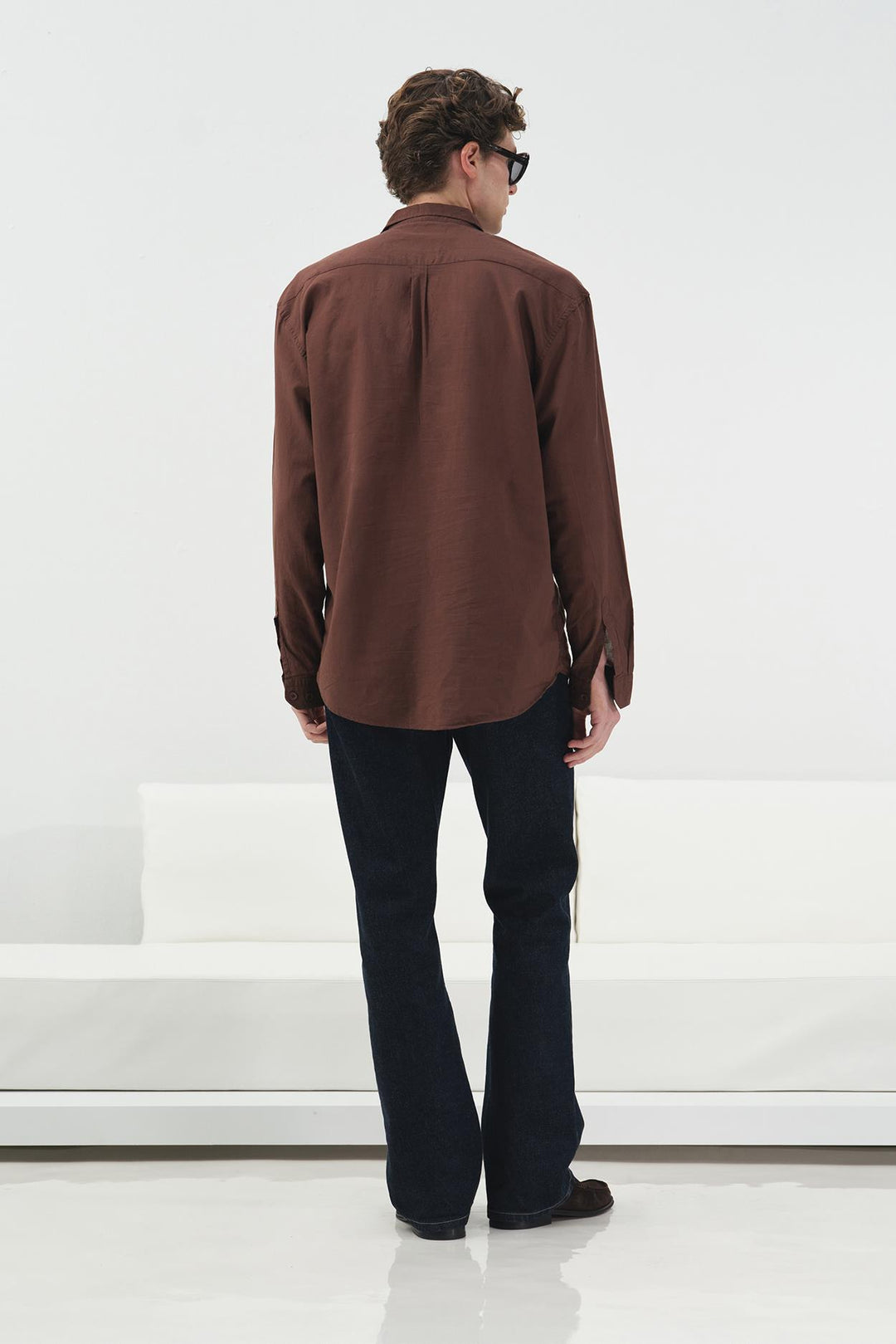 Giesto Chemise en Vual Marron Regular Fit Drape - Marron