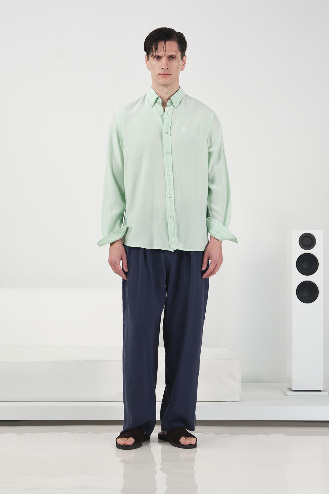 Giesto Chemise en Tencel Mint Regular Fit Drape - Menthe