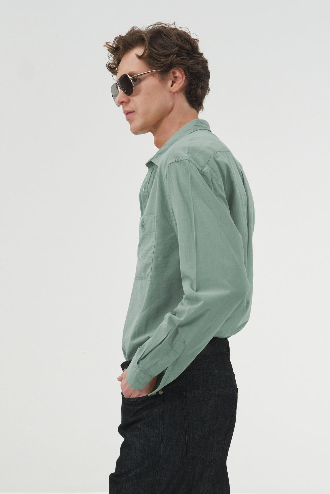 Giesto Chemise en Vual Mint Regular Fit Drape - Menthe