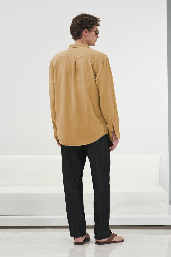Giesto Chemise en Vual Tabac Regular Fit Drape - Tabac