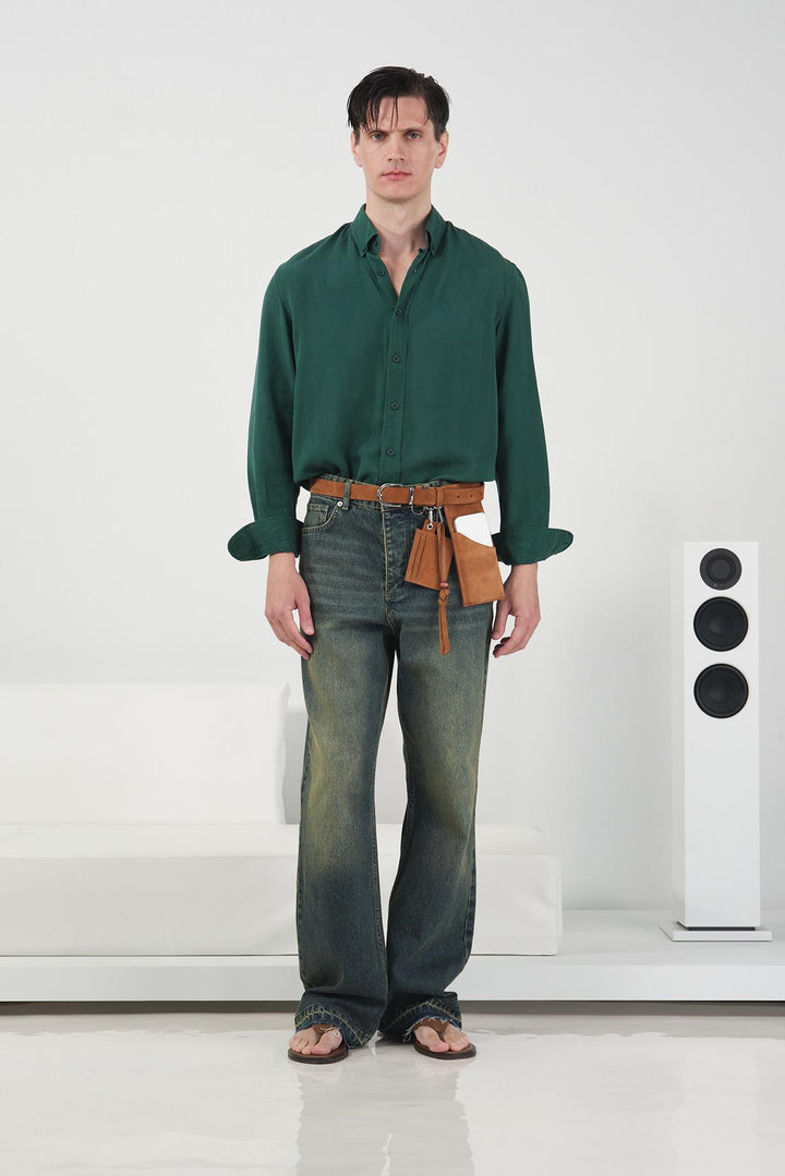 Giesto Chemise en Tencel Regular Fit Vert émeraude - Vert