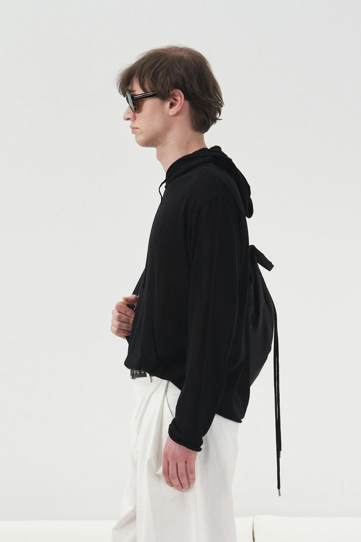 Giesto Pull en tricot noir en lin - Noir