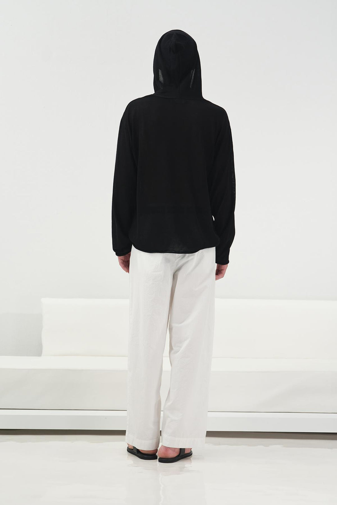 Giesto Pull en tricot noir en lin - Noir