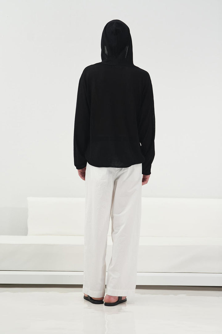 Giesto Pull en tricot noir en lin - Noir