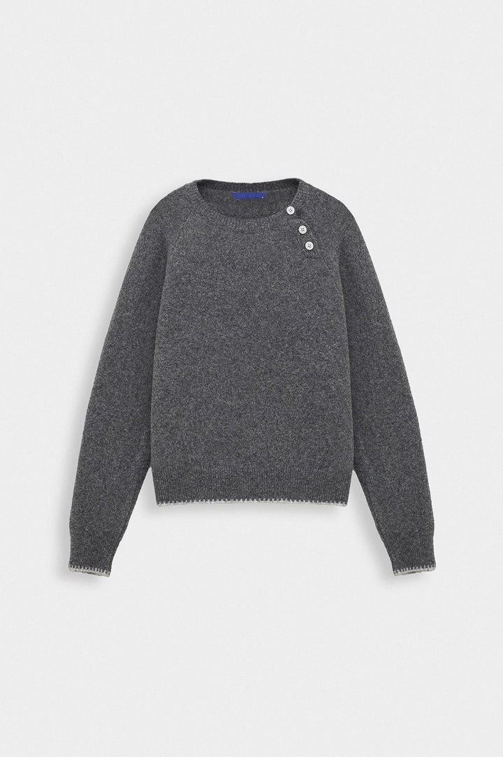 Giesto Pull en tricot anthracite à détails de boutons - Anthracite
