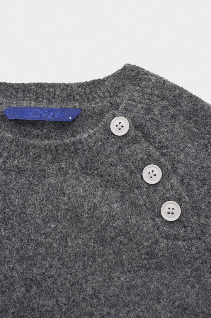 Giesto Pull en tricot anthracite à détails de boutons - Anthracite