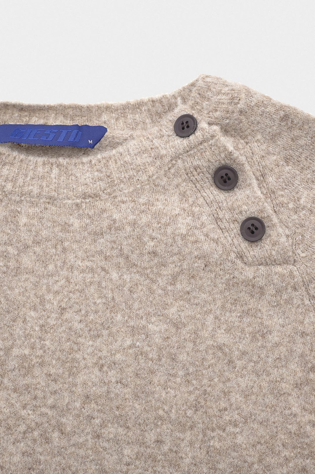 Giesto Pull en Tricot Beige à Détails Bouton - Beige