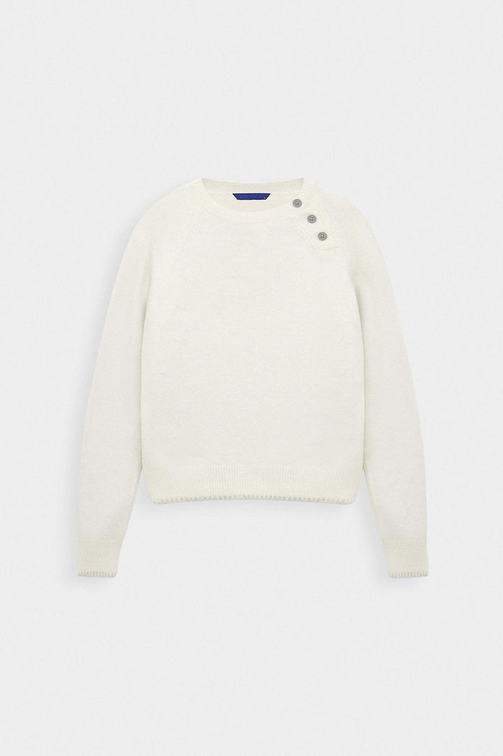 Giesto Pull en Tricot Écru à Détails Bouton - Écru