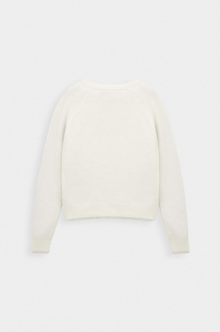 Giesto Pull en Tricot Écru à Détails Bouton - Écru