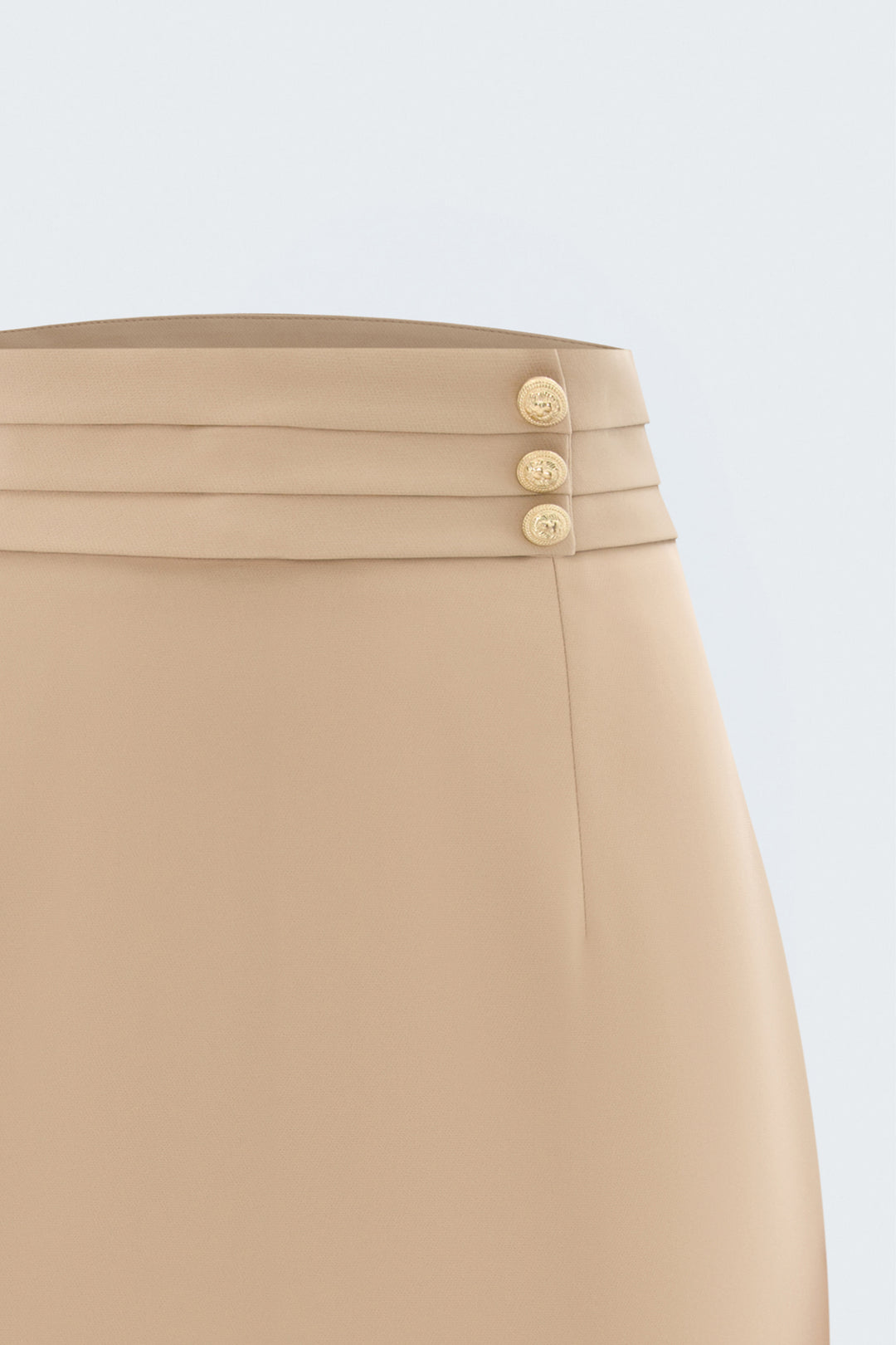 Sateen Jupe midi à boutons - Foncé Beige