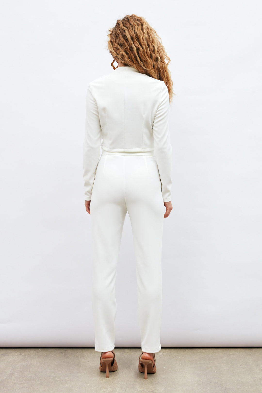 Sateen Pantalon à Détails de Boutons - Écru