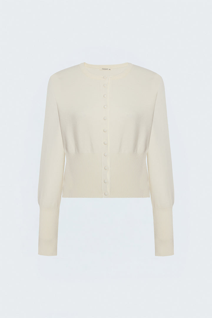 Sateen Gilet Boutonné - Écru