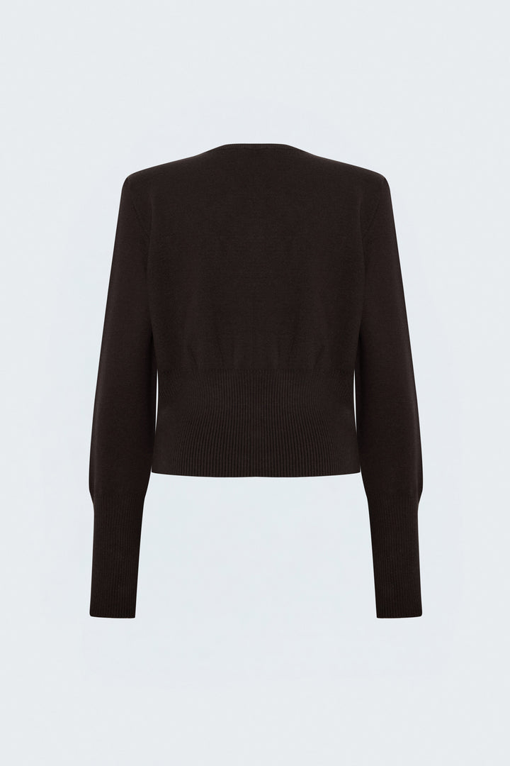 Sateen Gilet Boutonné - Marron