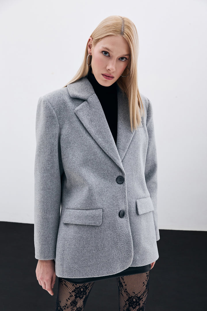 Sateen Veste en laine à boutons - Anthracite