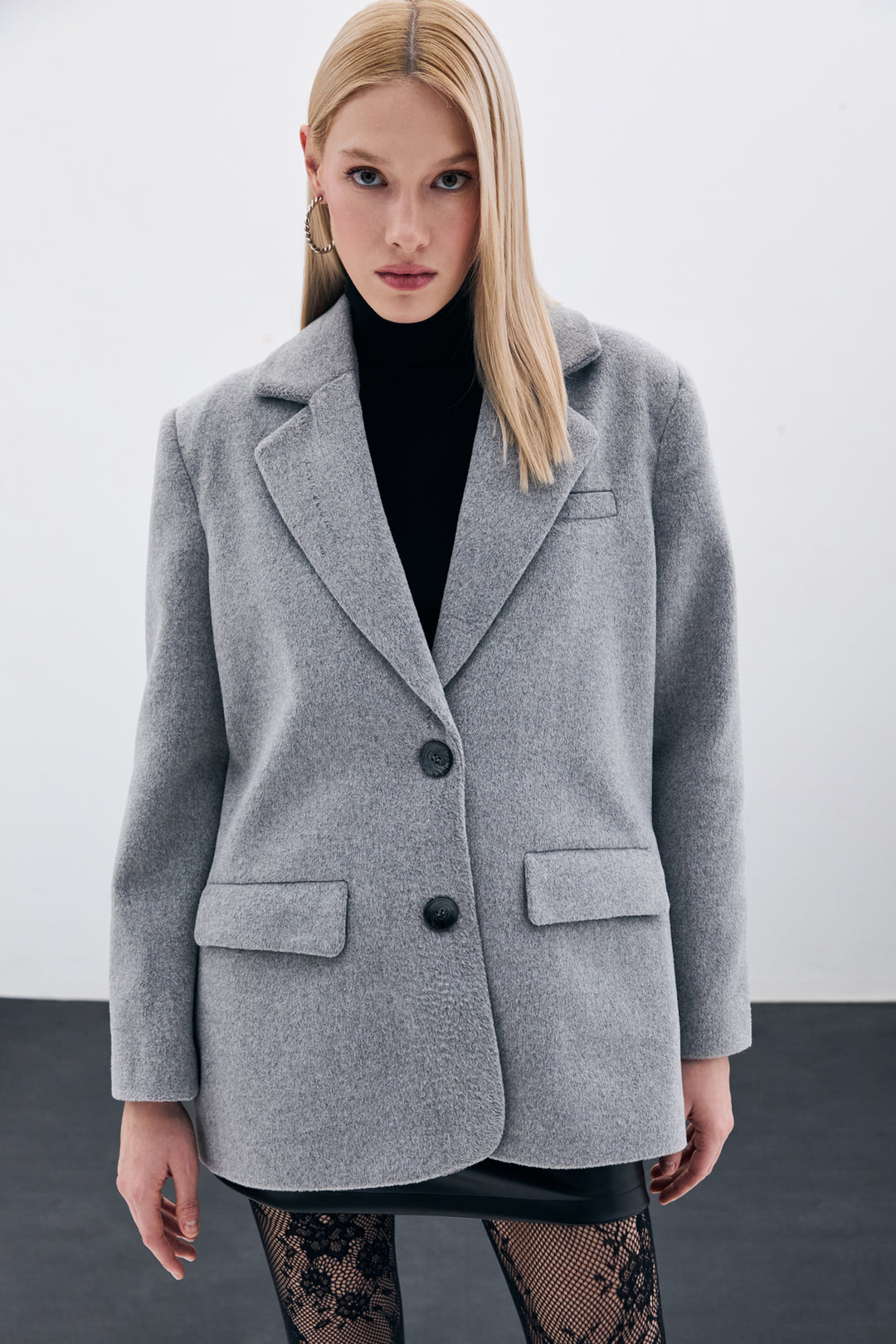 Sateen Veste en laine à boutons - Anthracite