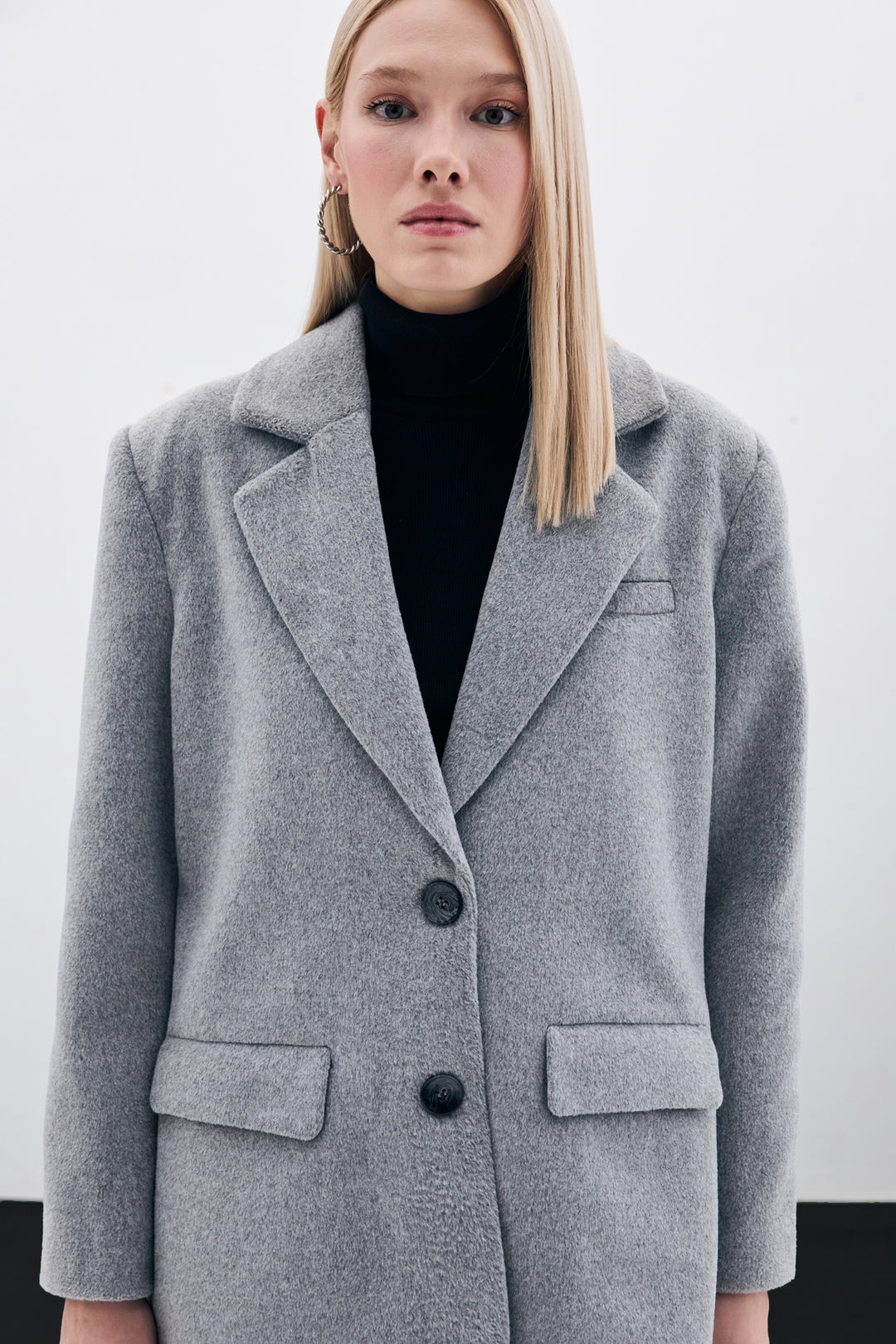 Sateen Veste en laine à boutons - Anthracite