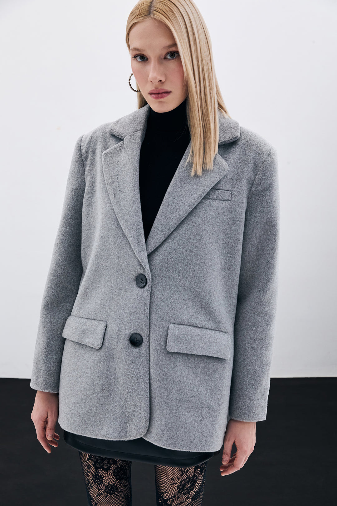 Sateen Veste en laine à boutons - Anthracite