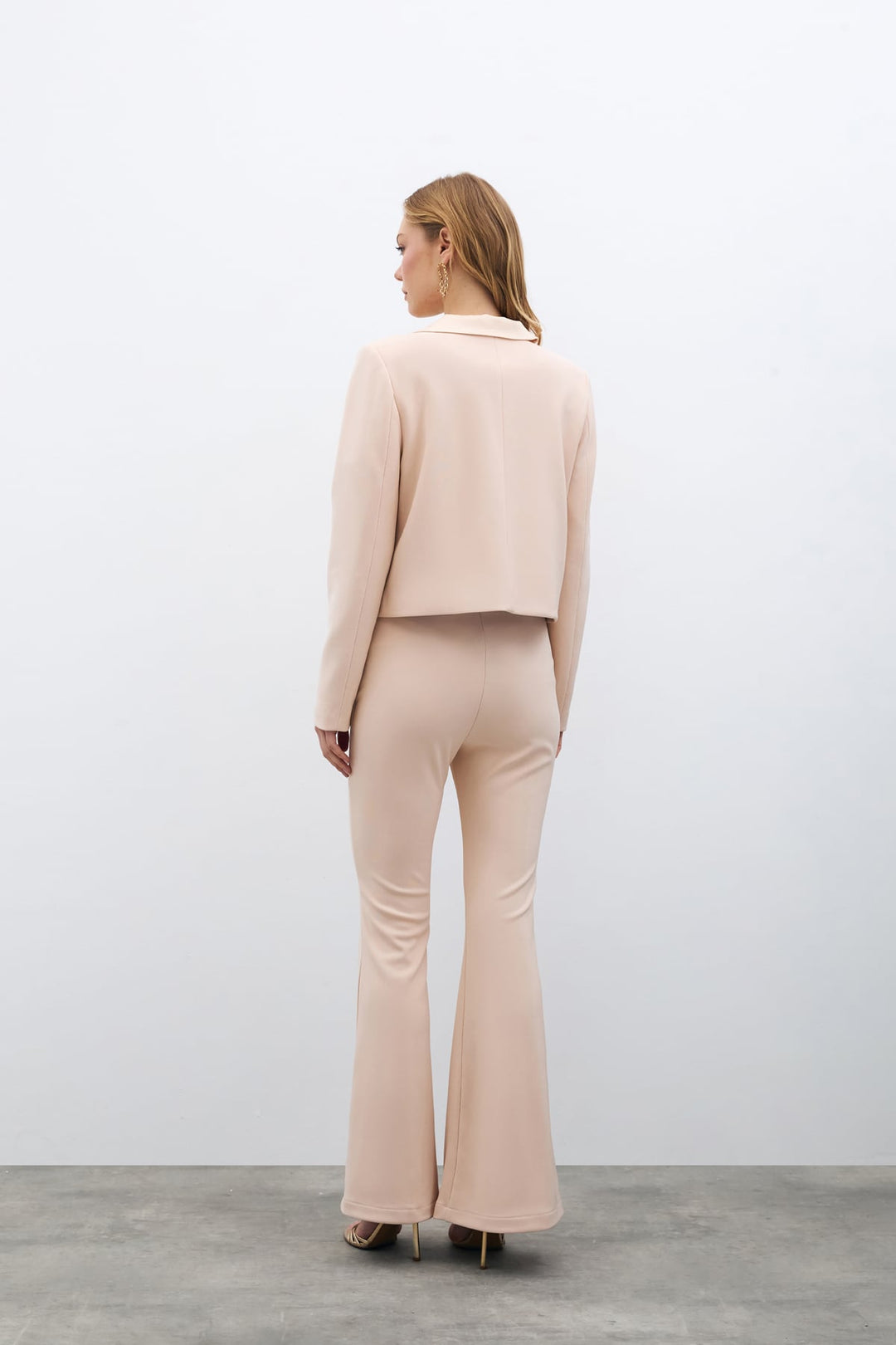 Sateen Veste Courte Boutonnée - Beige
