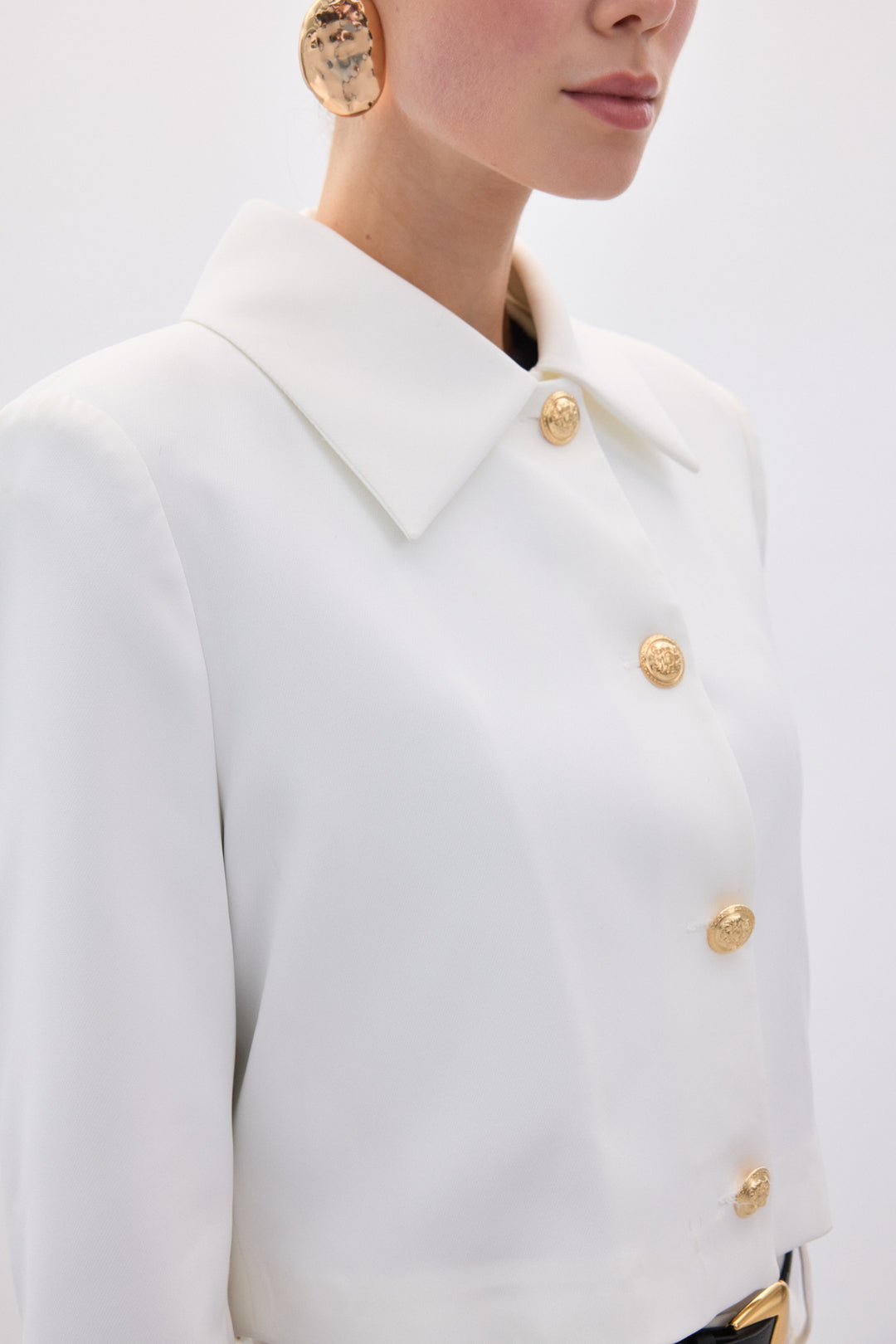 Sateen Veste courte à boutons - Écru