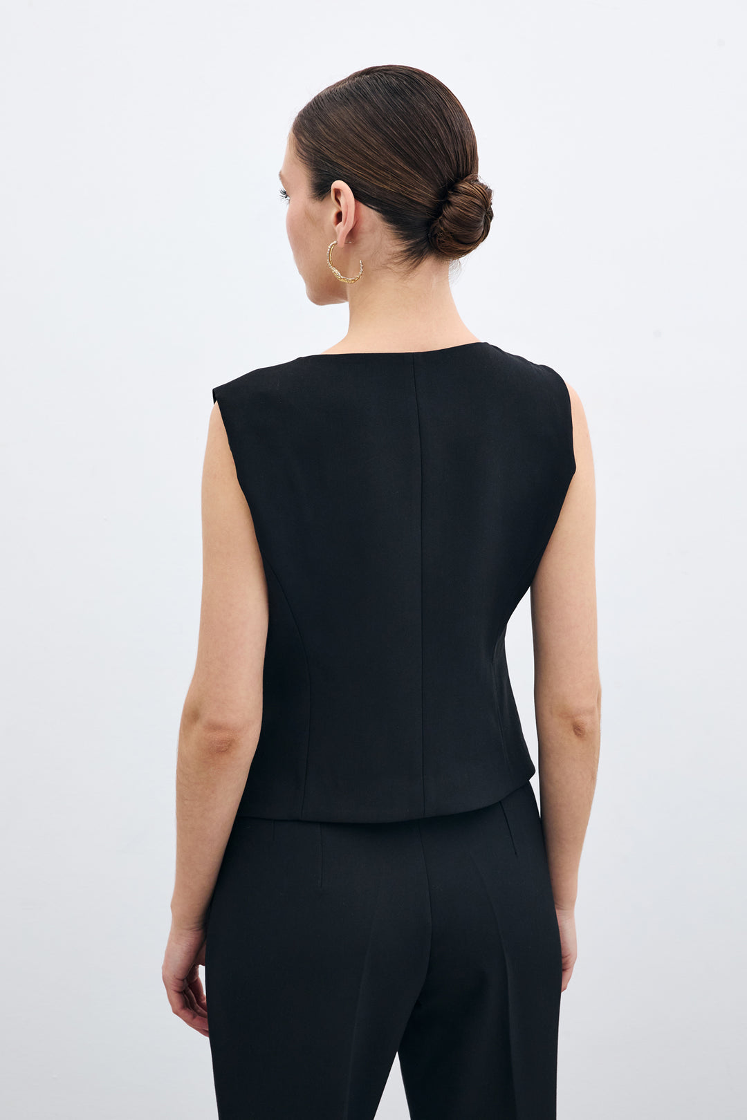 Sateen Gilet court à boutons - Noir