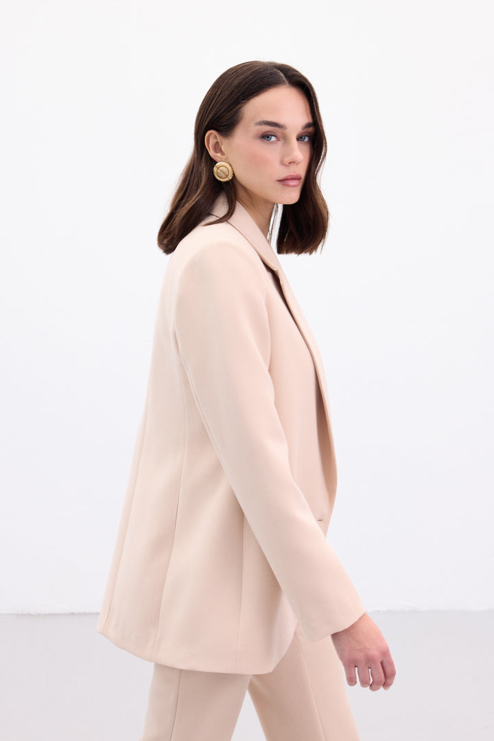 Sateen Veste Classique Boutonnée - Beige