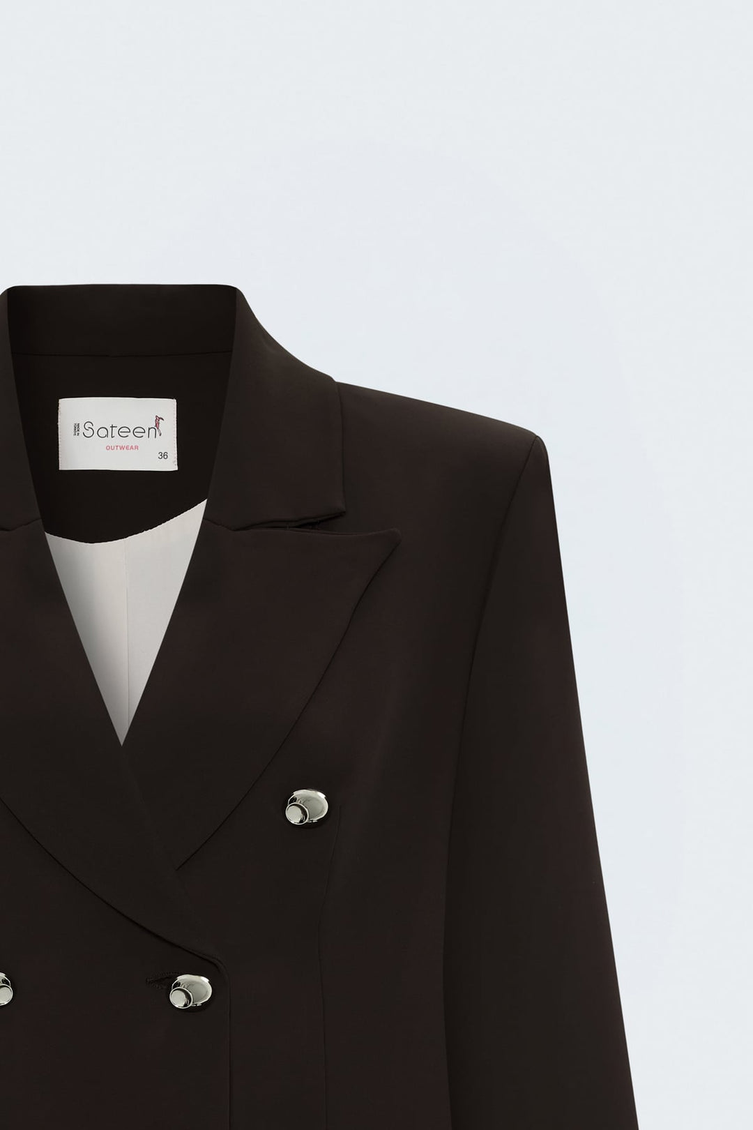 Sateen Veste Classique Boutonnée - Marron