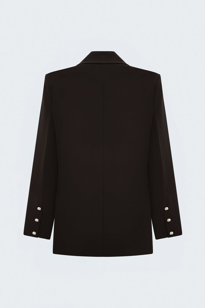 Sateen Veste Classique Boutonnée - Marron