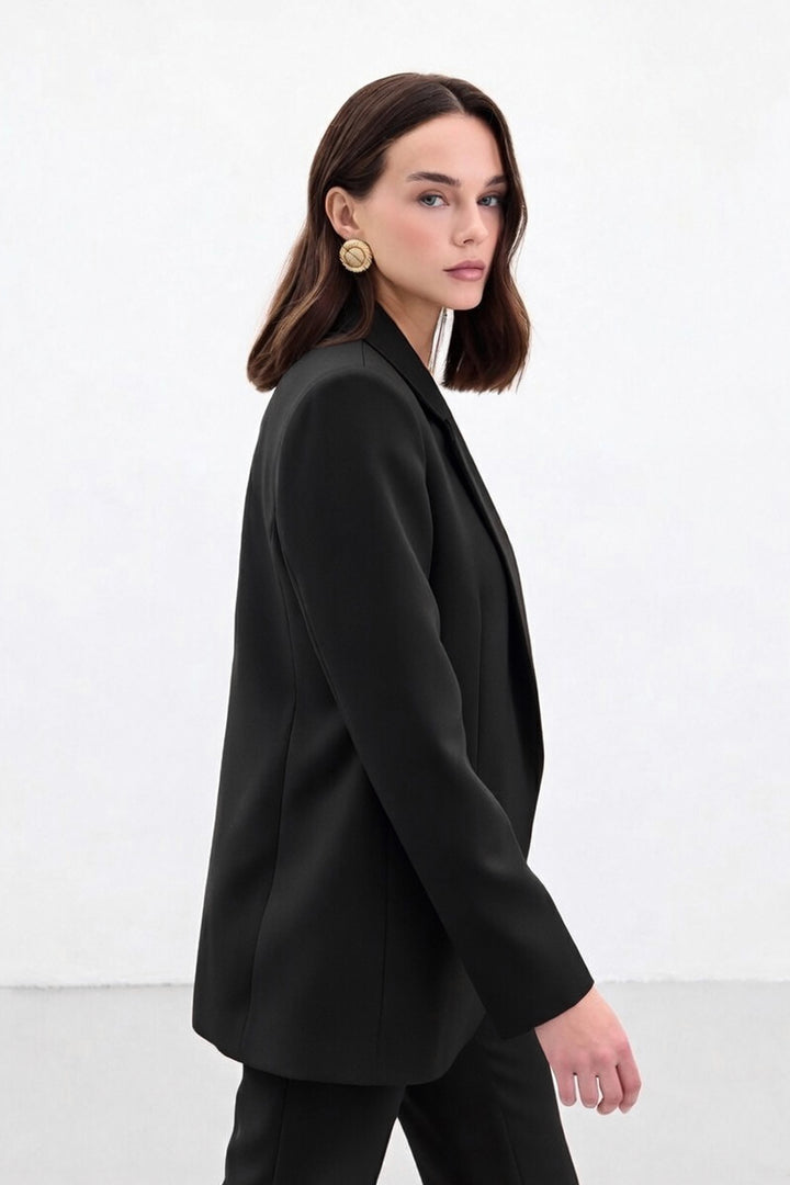 Sateen Veste Classique Boutonnée - Noir