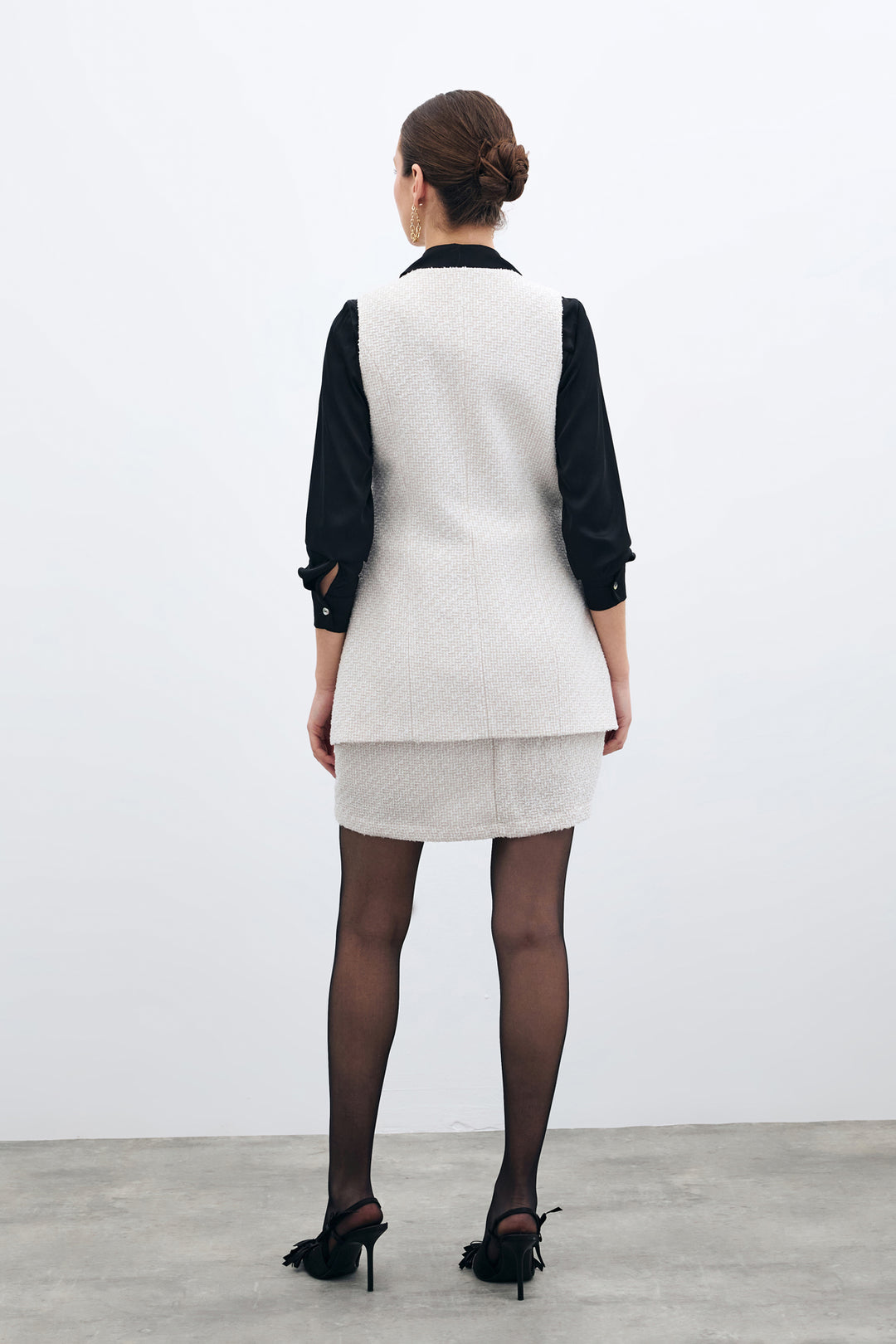 Sateen Gilet en Tweed Boutonné - Pierre